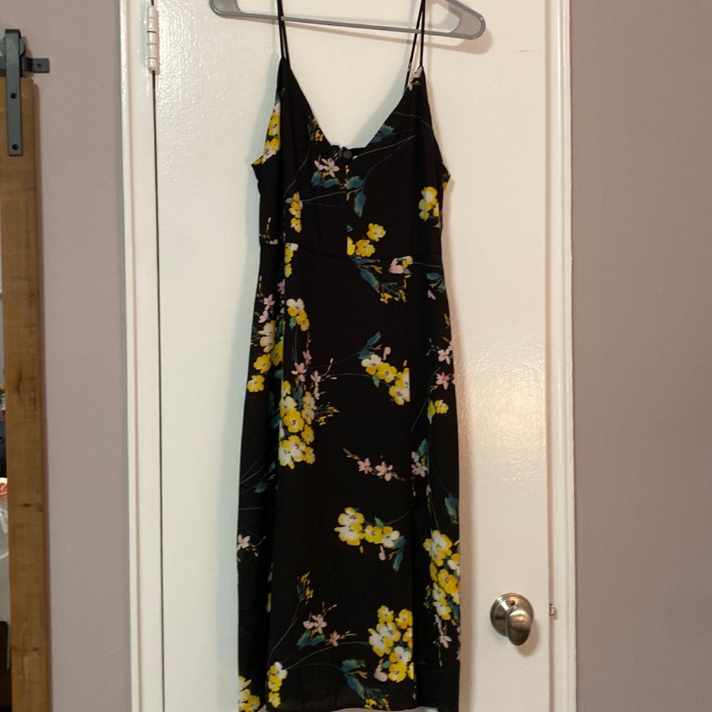 NWT Socialite dress from Nordstrom,‎ black/yellow floral with spaghetti straps